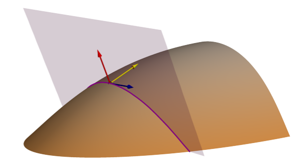 Tangential (normal contour) curvature plane Tangential (normal contour) curvature plane